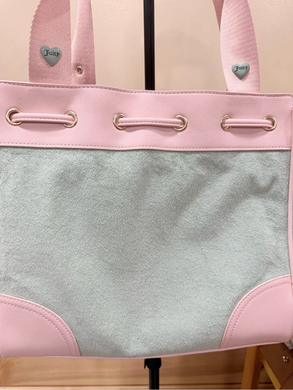 Juicy Couture Mint and Pink Tote with Ice Cream Charm